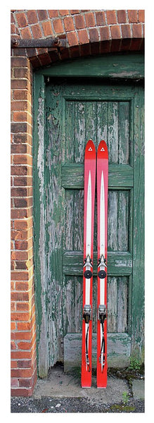 Red Vintage Skis - Yoga Mat