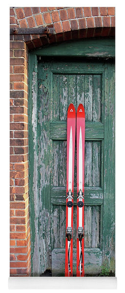 Red Vintage Skis - Yoga Mat