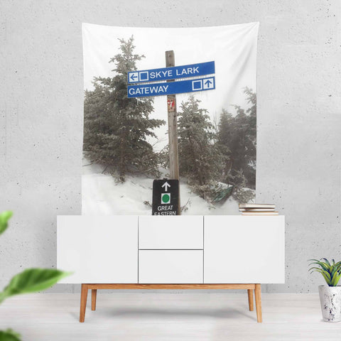 Ski Trail Sign - Wall Tapestry