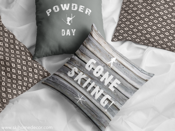 Powder Day - Throw Pillow Grey