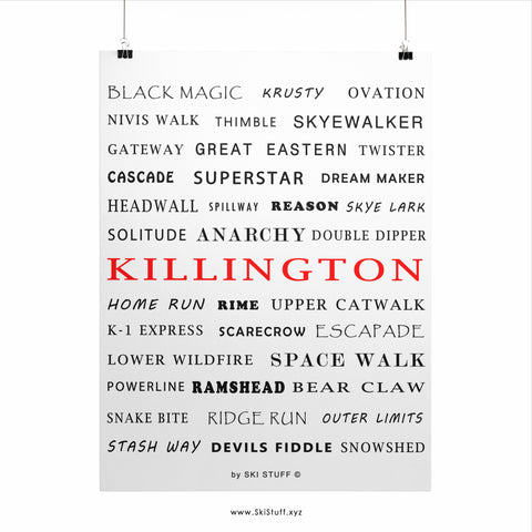 Killington Ski Trails White - Poster