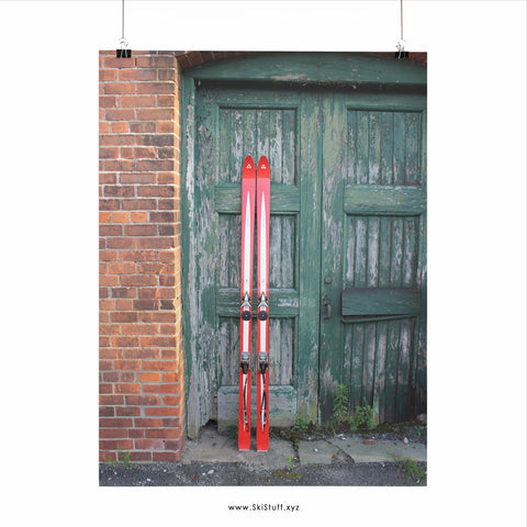 Red Skis Green Door - Poster