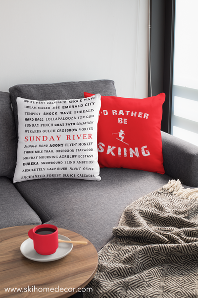 Skiing Trails Sunday River - Throw Pillow