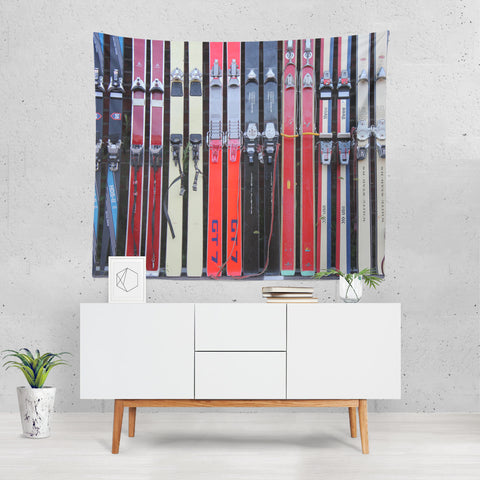 Vintage Skis - Wall Tapestry