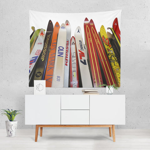 Vintage Skis - Wall Tapestry