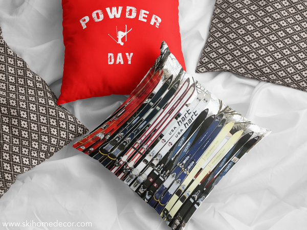 Vintage Skis - Throw Pillow